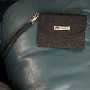 Vera Bradley Black Quilted Wristlet Card Holder with Strap